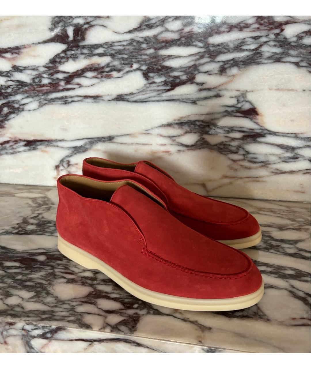 LORO PIANA Красные замшевые лоферы, фото 6