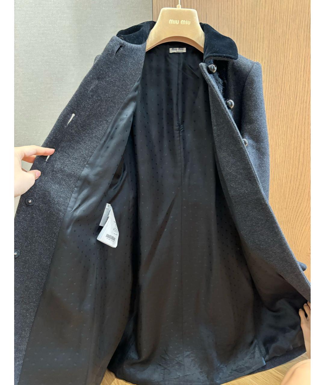 MIU MIU Серое шерстяное пальто, фото 2