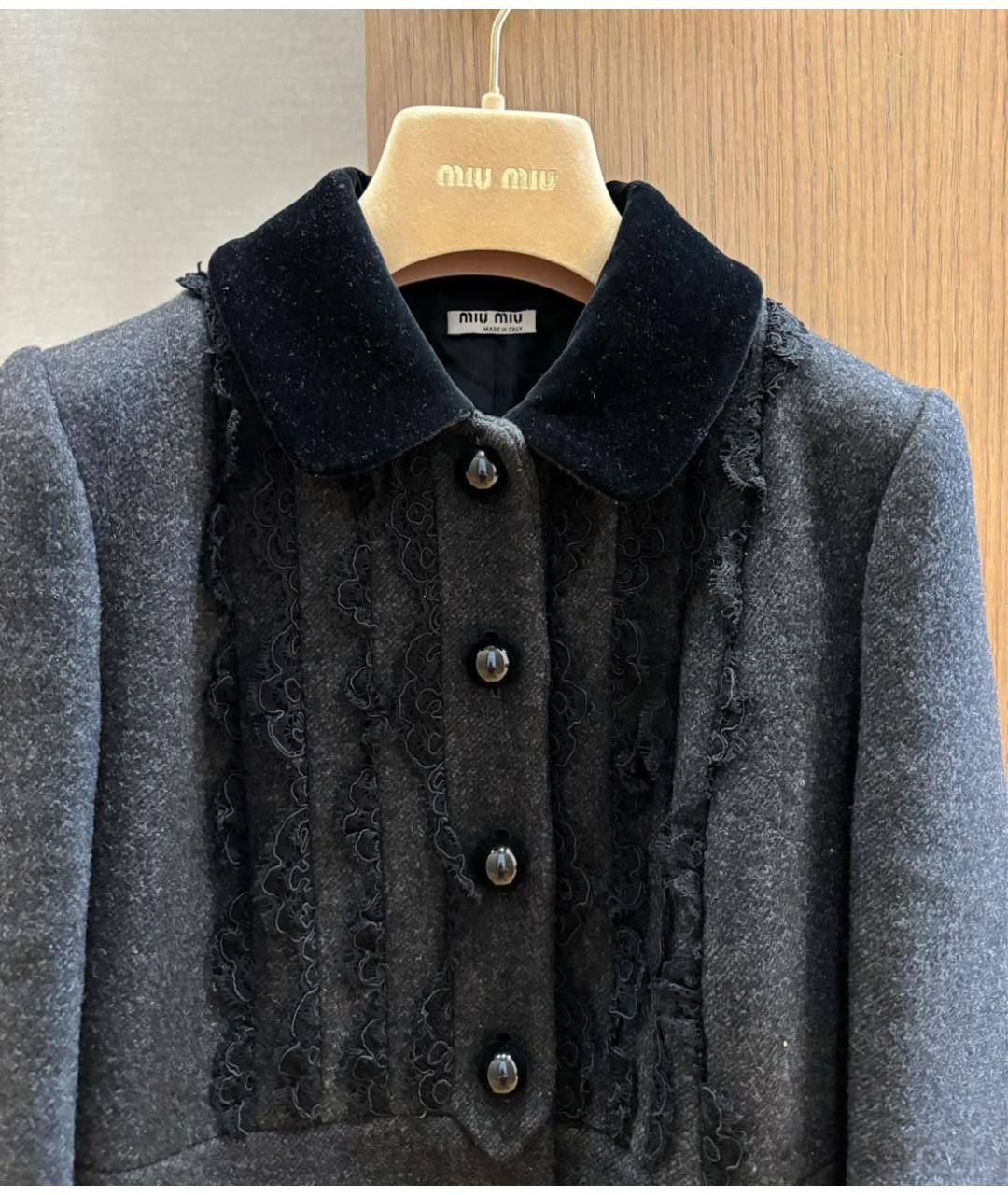 MIU MIU Серое шерстяное пальто, фото 3