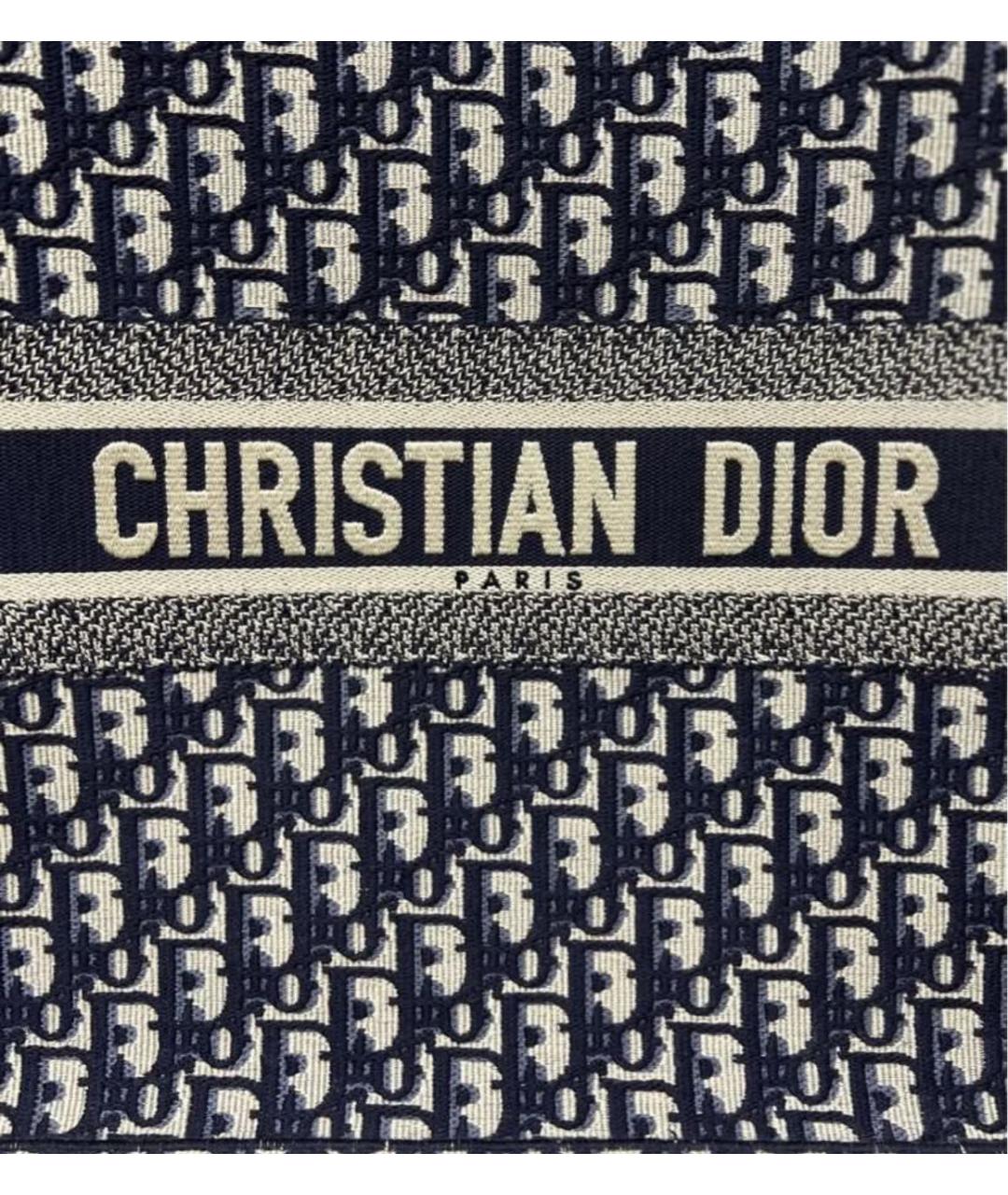 CHRISTIAN DIOR Темно-синяя жаккардовая сумка тоут, фото 3