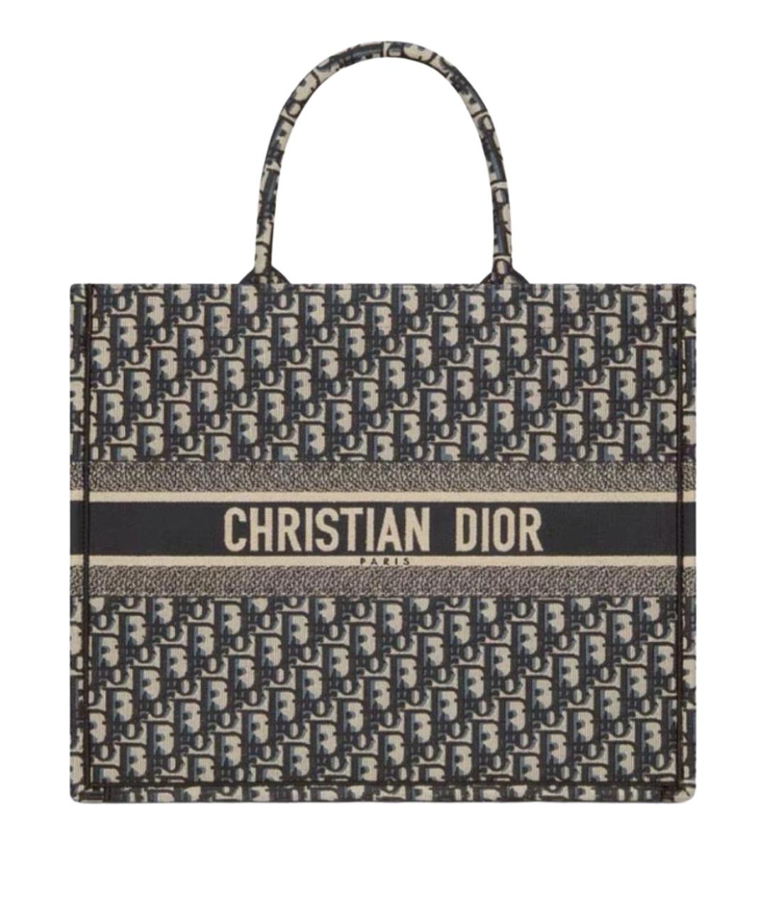 CHRISTIAN DIOR Темно-синяя жаккардовая сумка тоут, фото 1