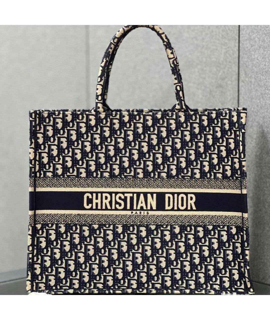 CHRISTIAN DIOR Темно-синяя жаккардовая сумка тоут, фото 2