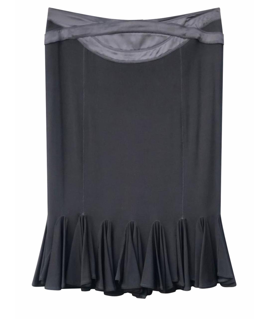 JUST CAVALLI Черная вискозная юбка миди, фото 1