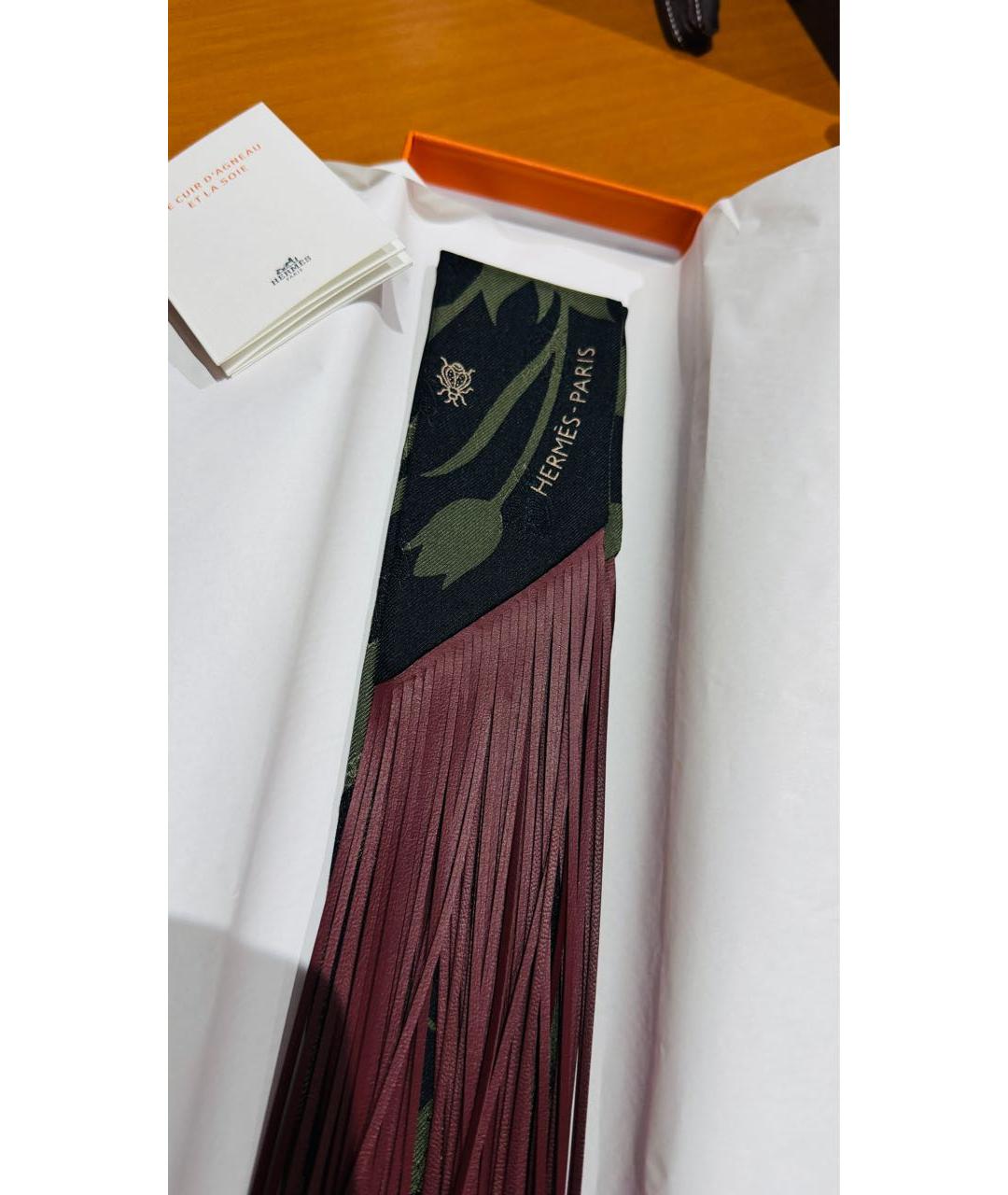 HERMES Зеленый шелковый шарф, фото 2