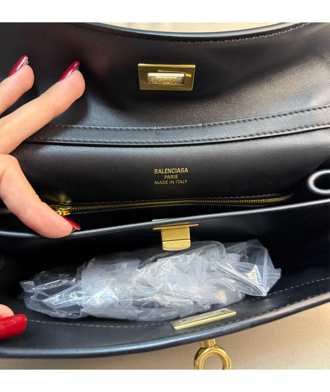 BALENCIAGA Черная кожаная сумка тоут, фото 6