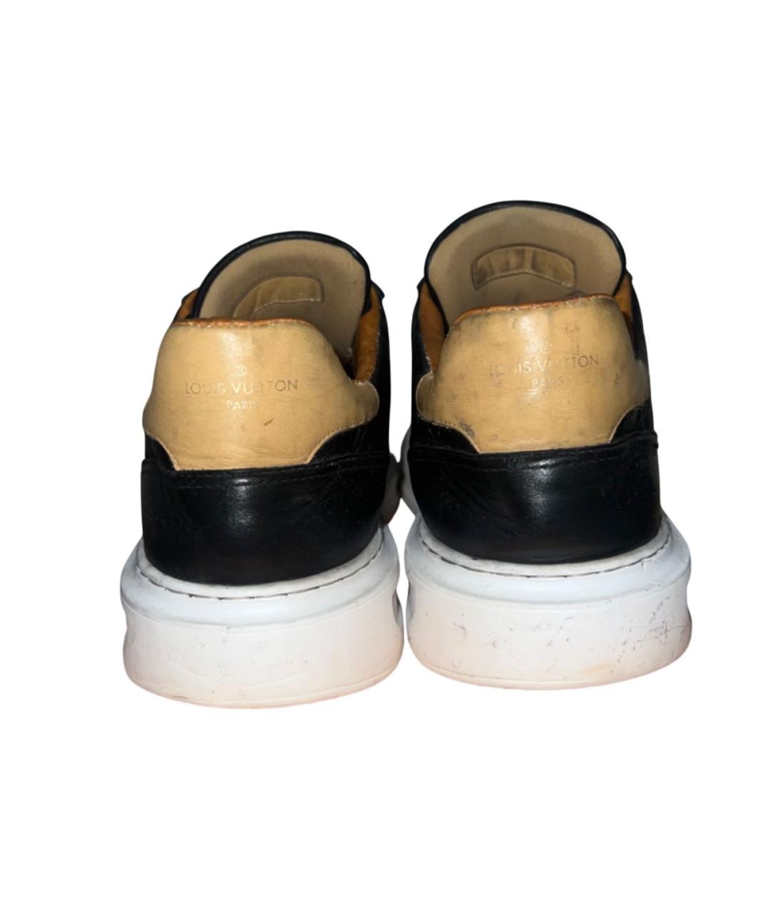 LOUIS VUITTON Черные кожаные низкие кроссовки / кеды, фото 3
