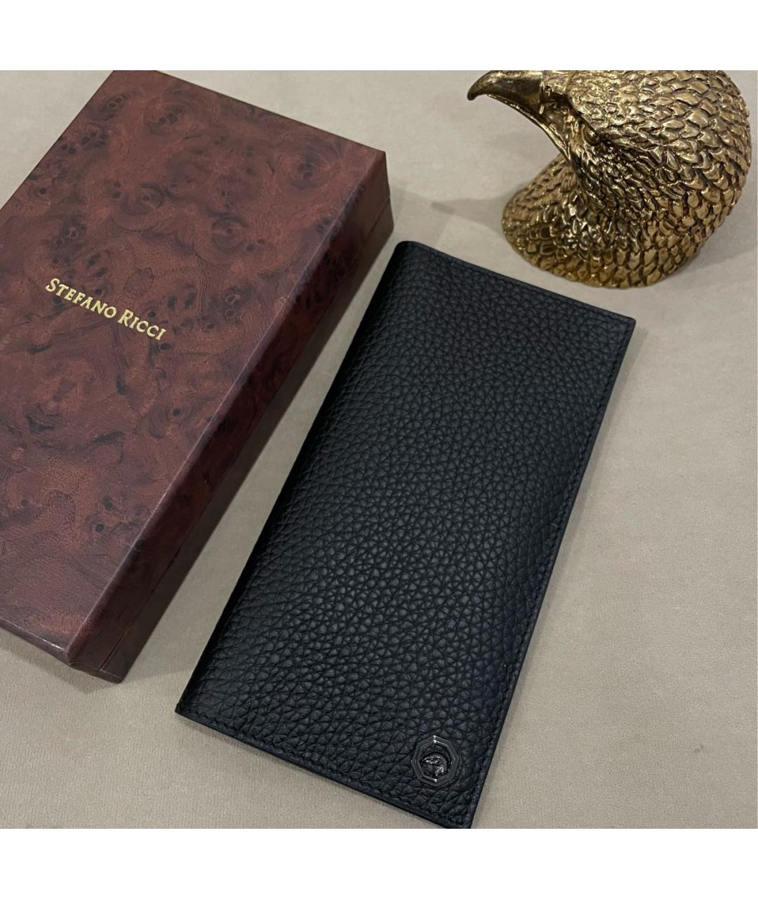 STEFANO RICCI Черный кожаный кошелек, фото 3