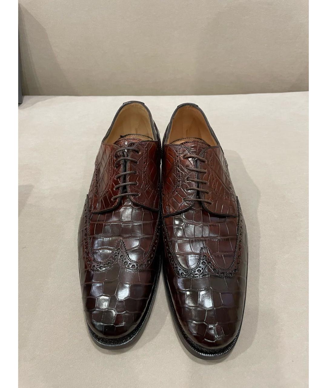 SANTONI Коричневые туфли из экзотической кожи, фото 2
