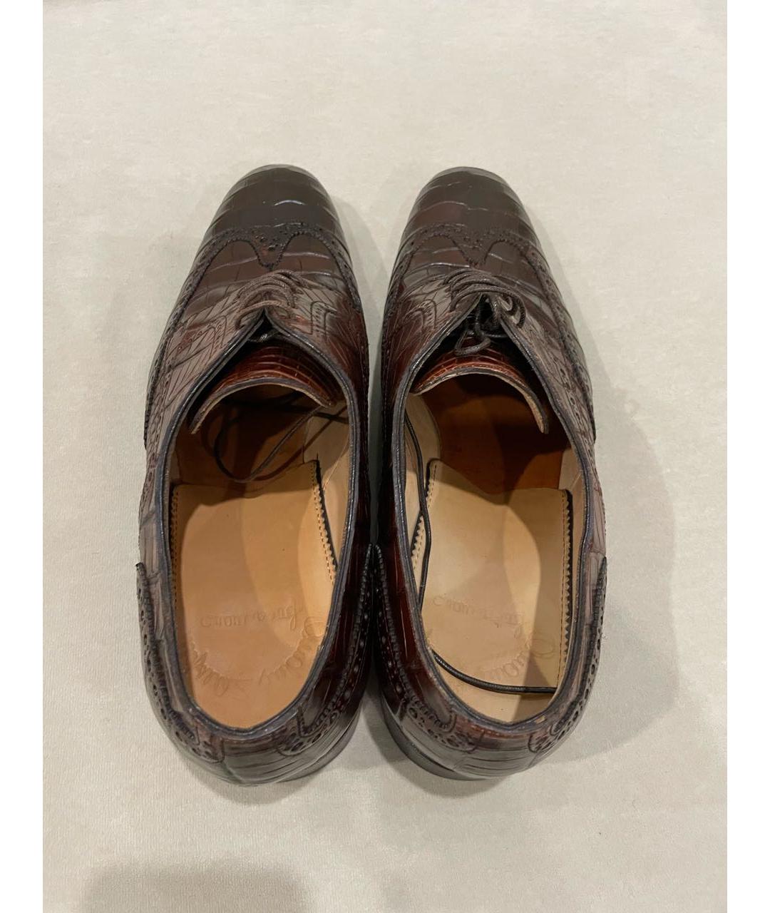 SANTONI Коричневые туфли из экзотической кожи, фото 3