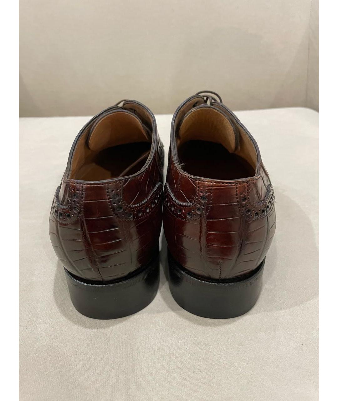 SANTONI Коричневые туфли из экзотической кожи, фото 4