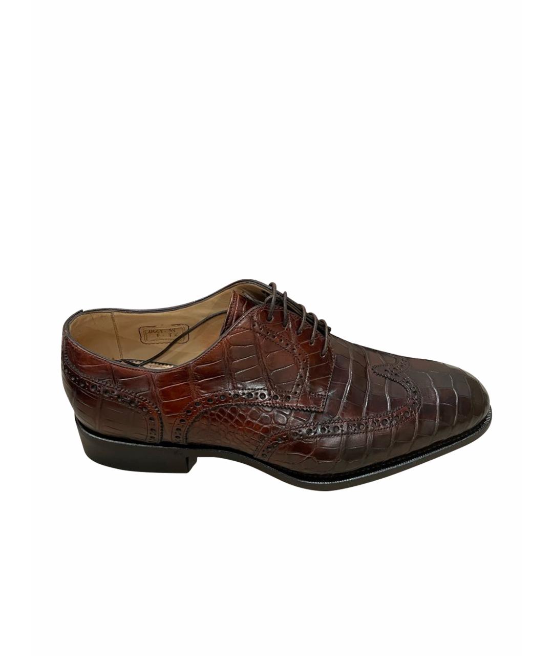 SANTONI Коричневые туфли из экзотической кожи, фото 1