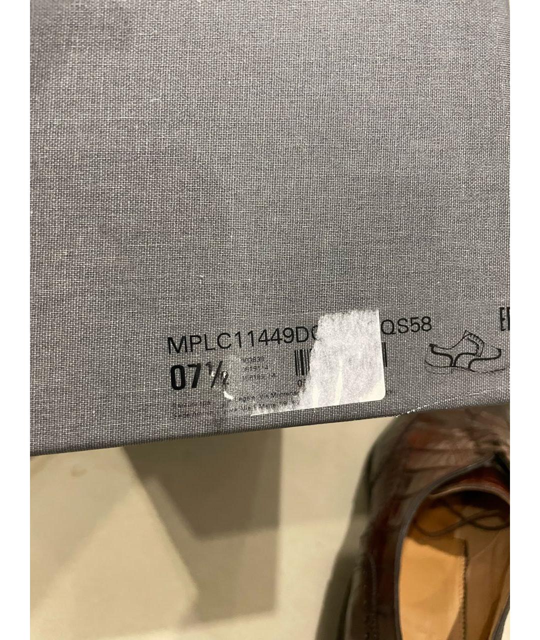 SANTONI Коричневые туфли из экзотической кожи, фото 6