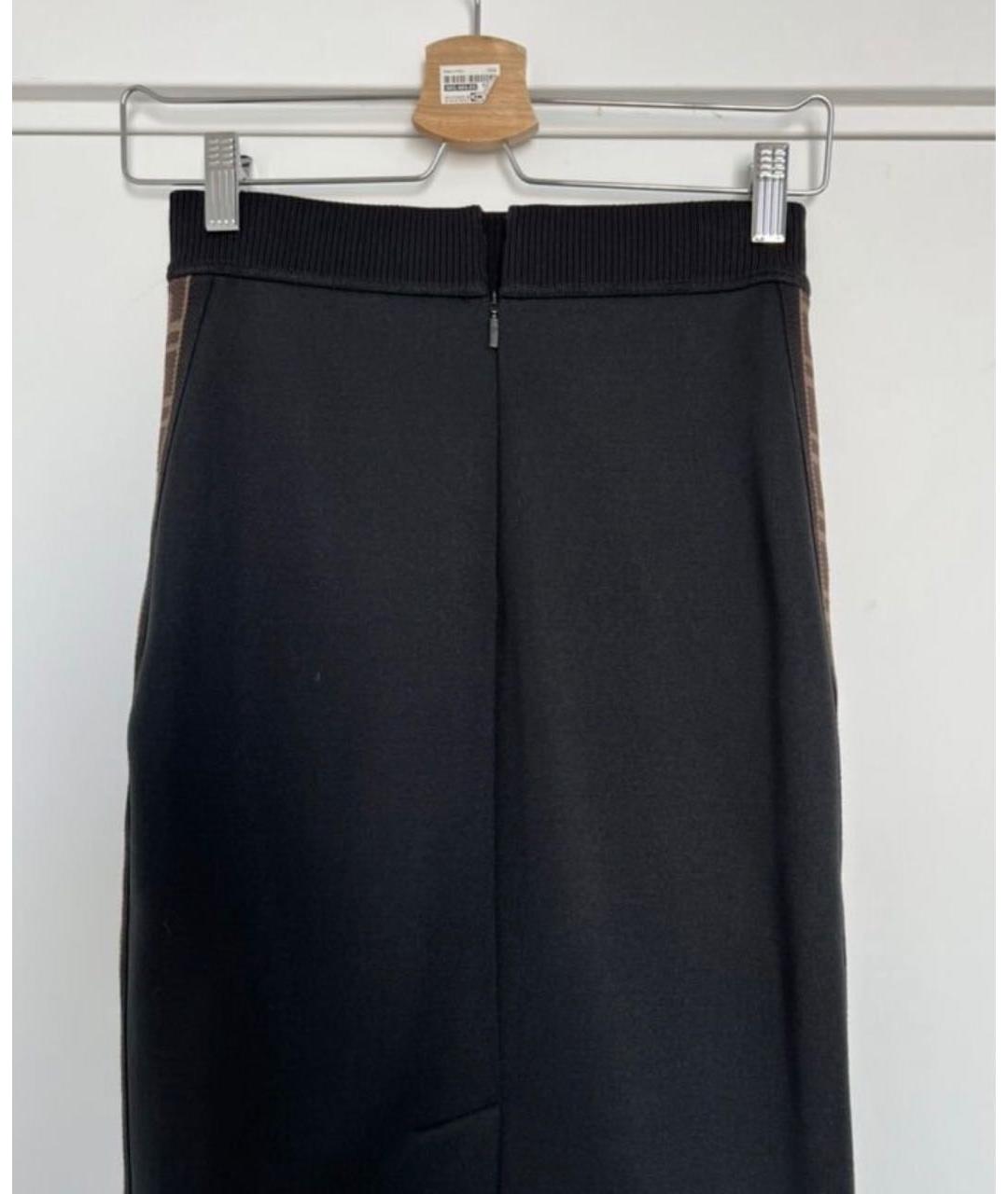 FENDI Черная полиэстеровая юбка миди, фото 2