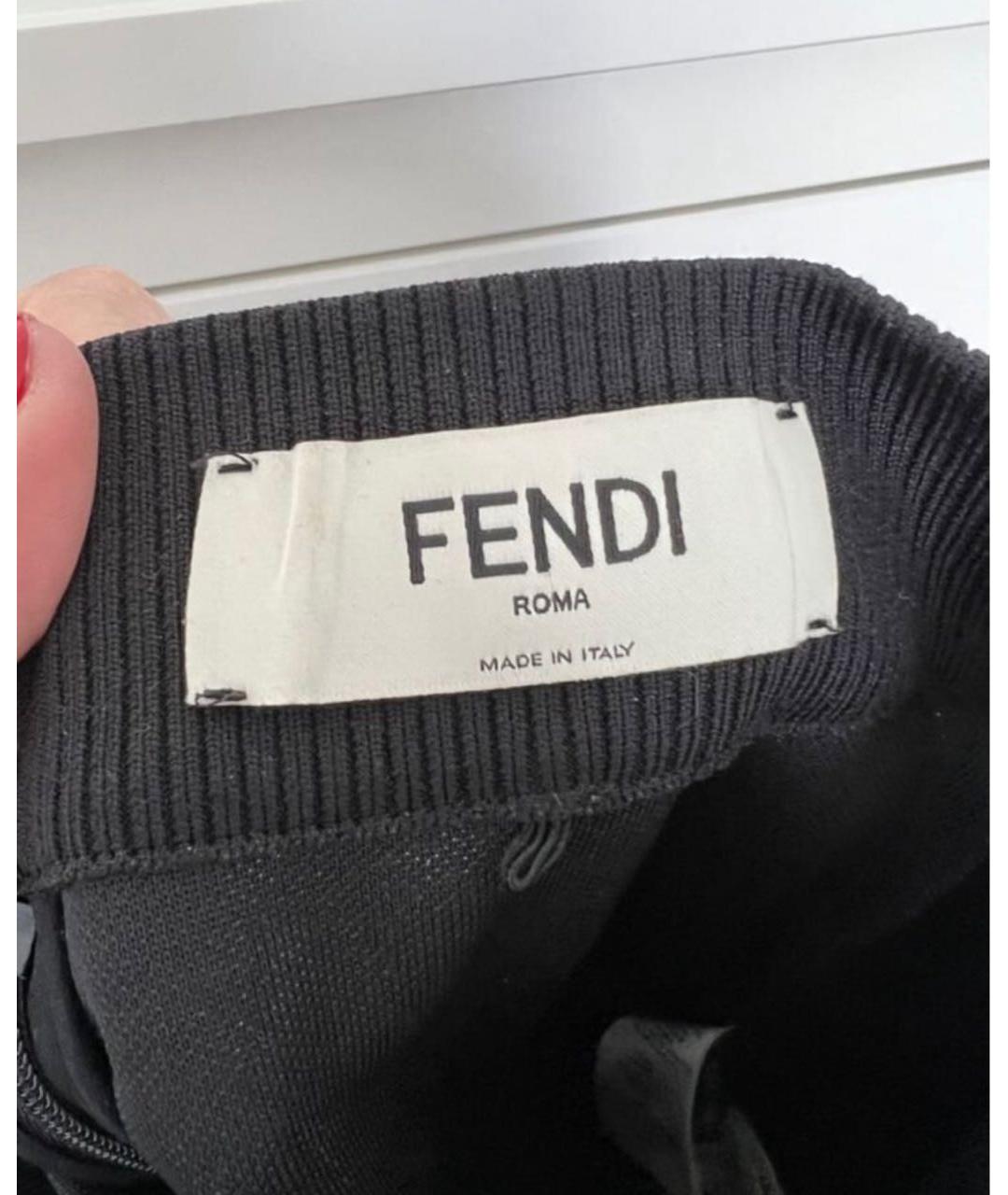 FENDI Черная полиэстеровая юбка миди, фото 3