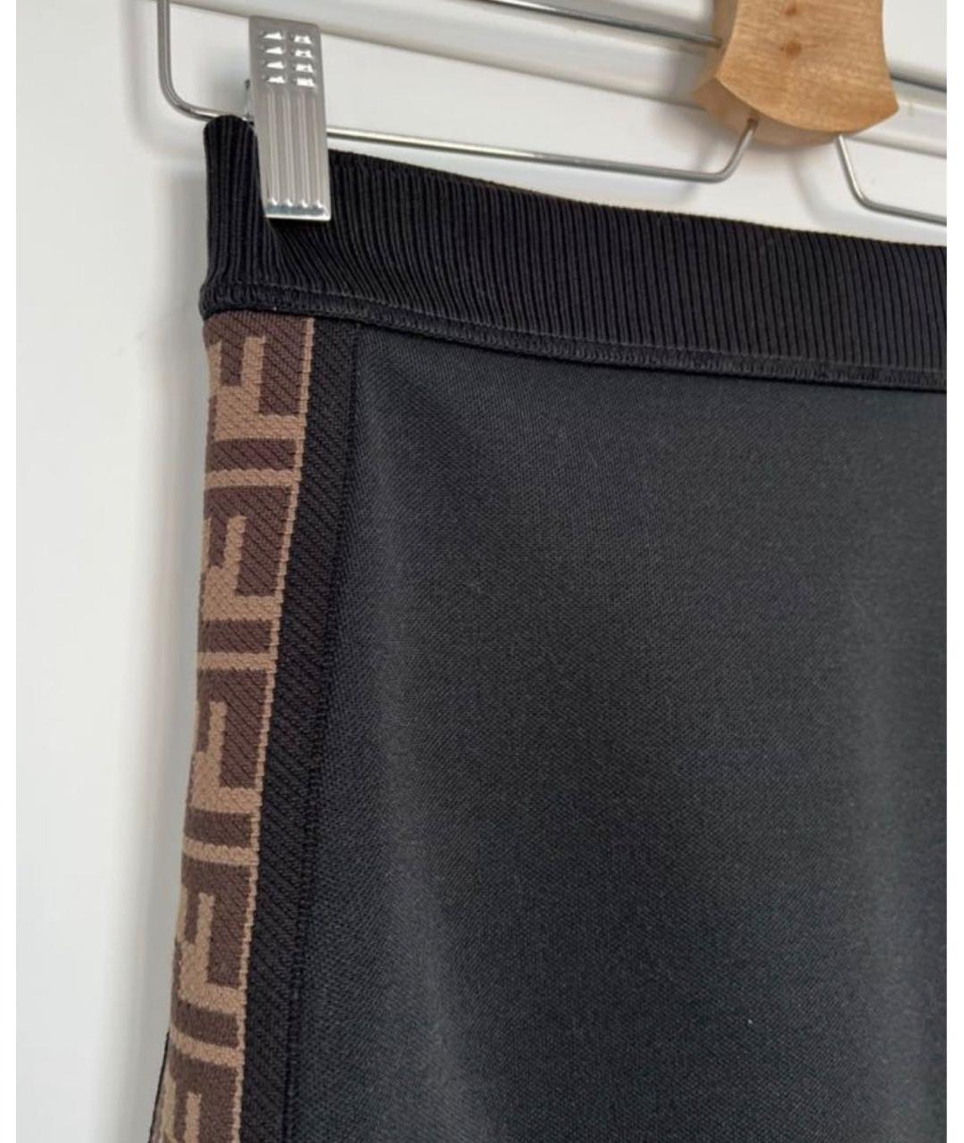 FENDI Черная полиэстеровая юбка миди, фото 4