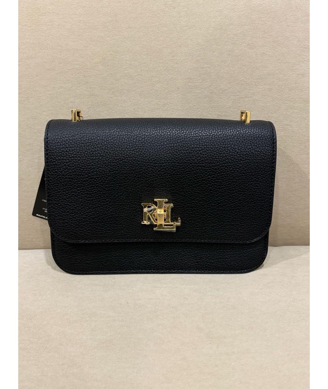 RALPH LAUREN Черная кожаная сумка через плечо, фото 6