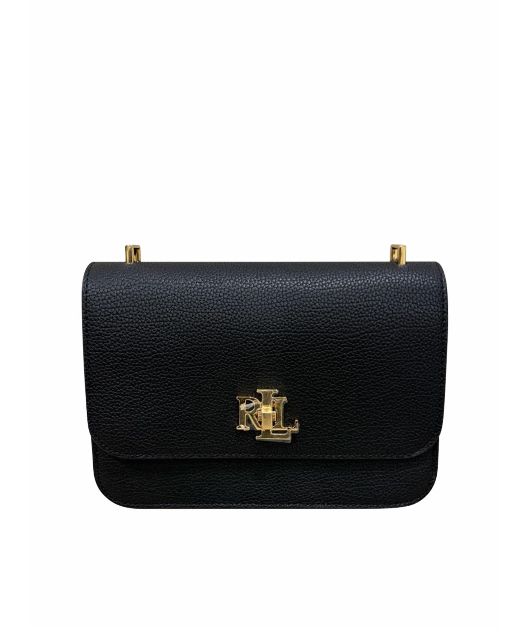 RALPH LAUREN Черная кожаная сумка через плечо, фото 1