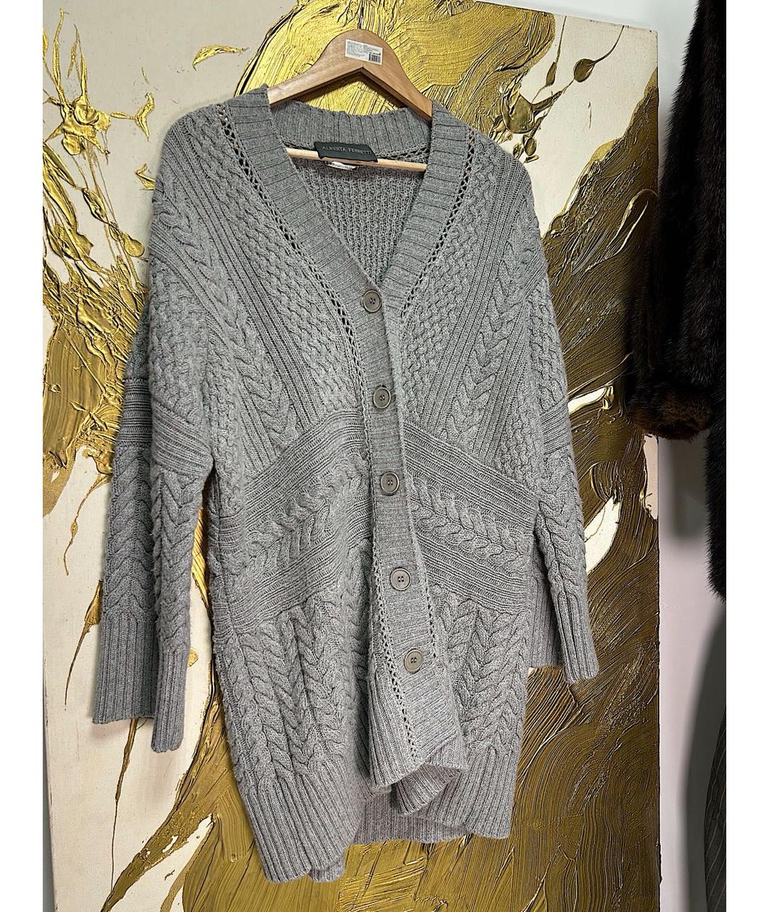 ALBERTA FERRETTI Серый кашемировый кардиган, фото 7