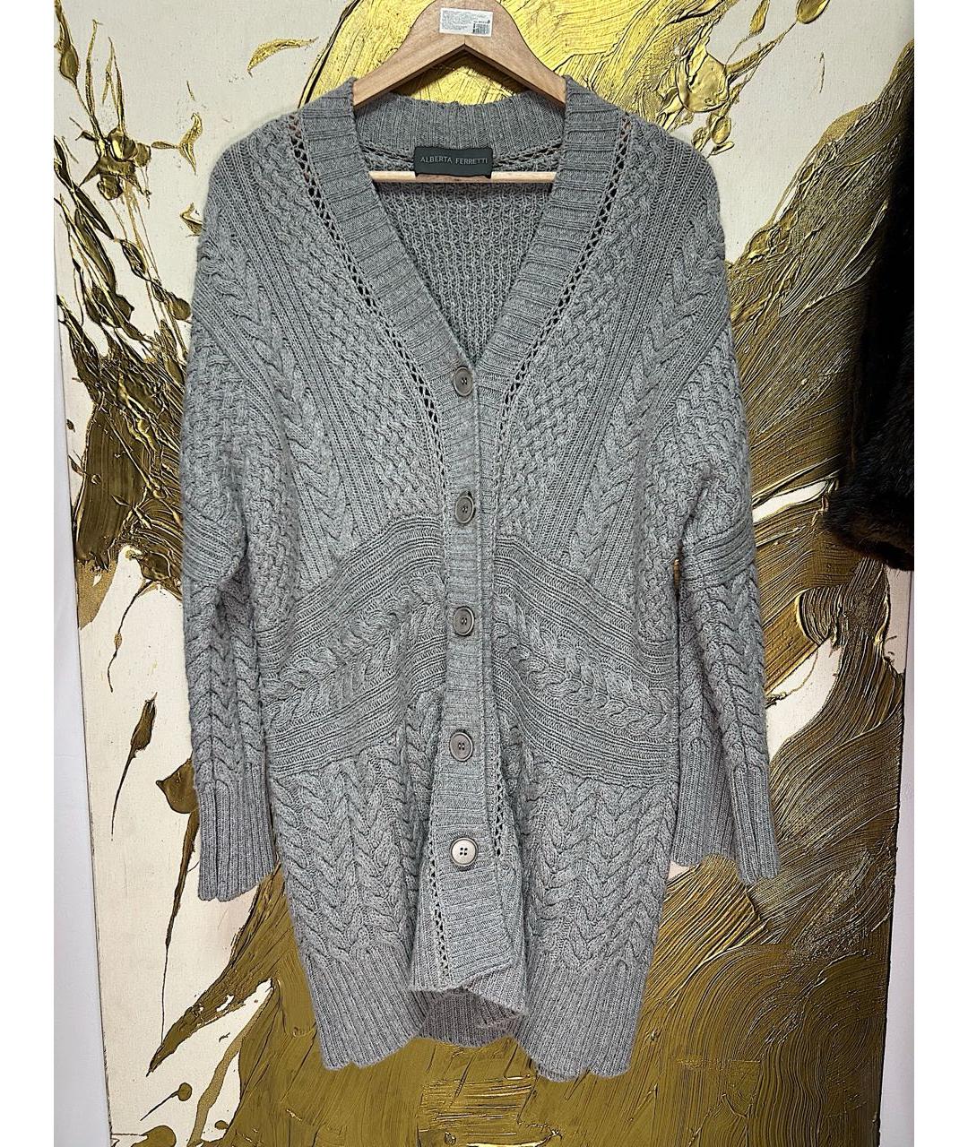 ALBERTA FERRETTI Серый кашемировый кардиган, фото 9