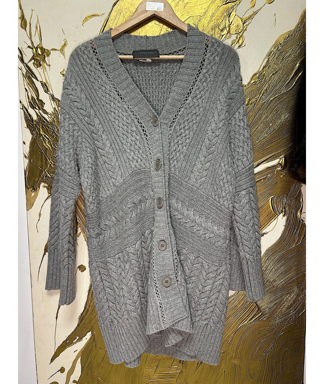 ALBERTA FERRETTI Серый кашемировый кардиган, фото 8