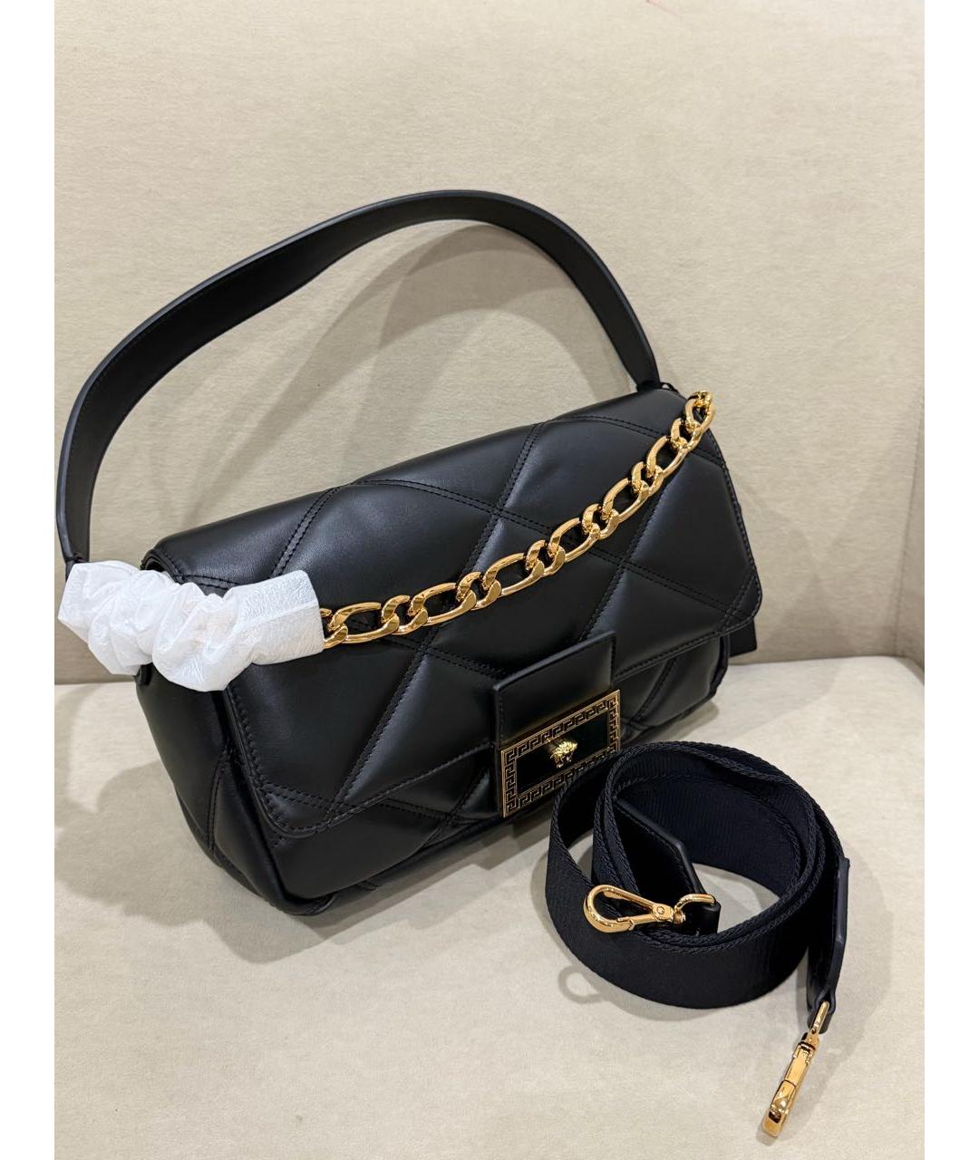 VERSACE Черная кожаная сумка через плечо, фото 2