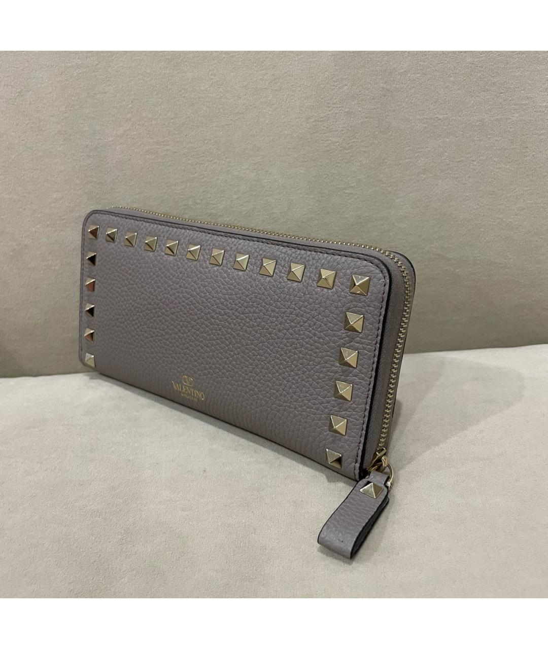 VALENTINO Серый кожаный кошелек, фото 3