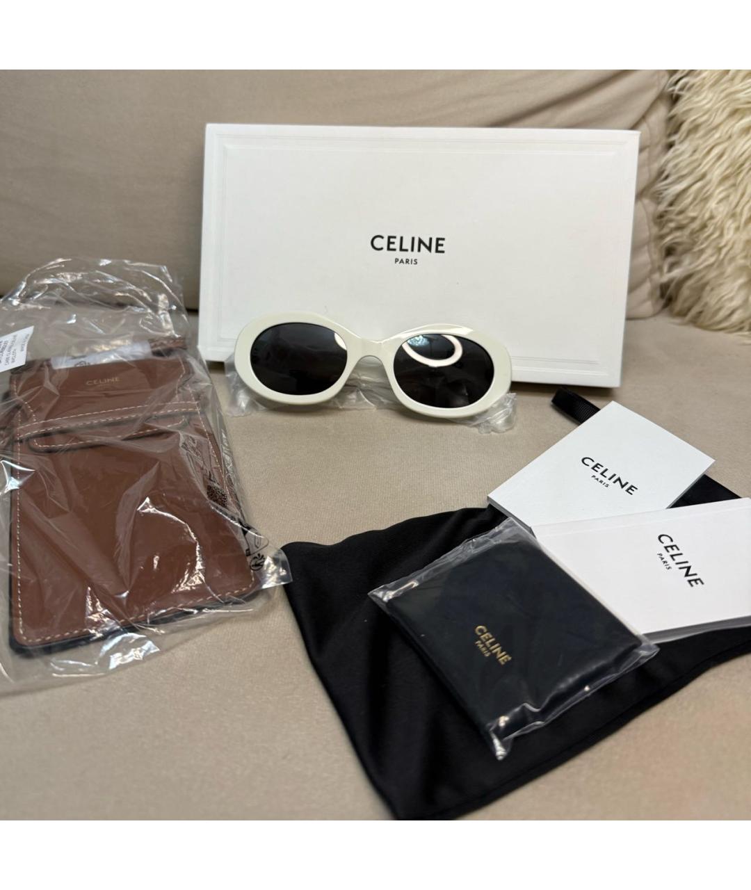 CELINE Белые пластиковые солнцезащитные очки, фото 2