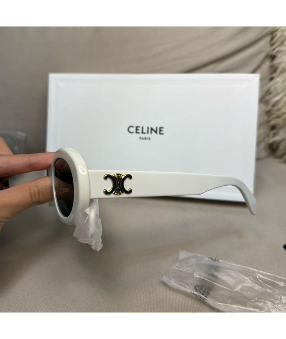 CELINE Белые пластиковые солнцезащитные очки, фото 3