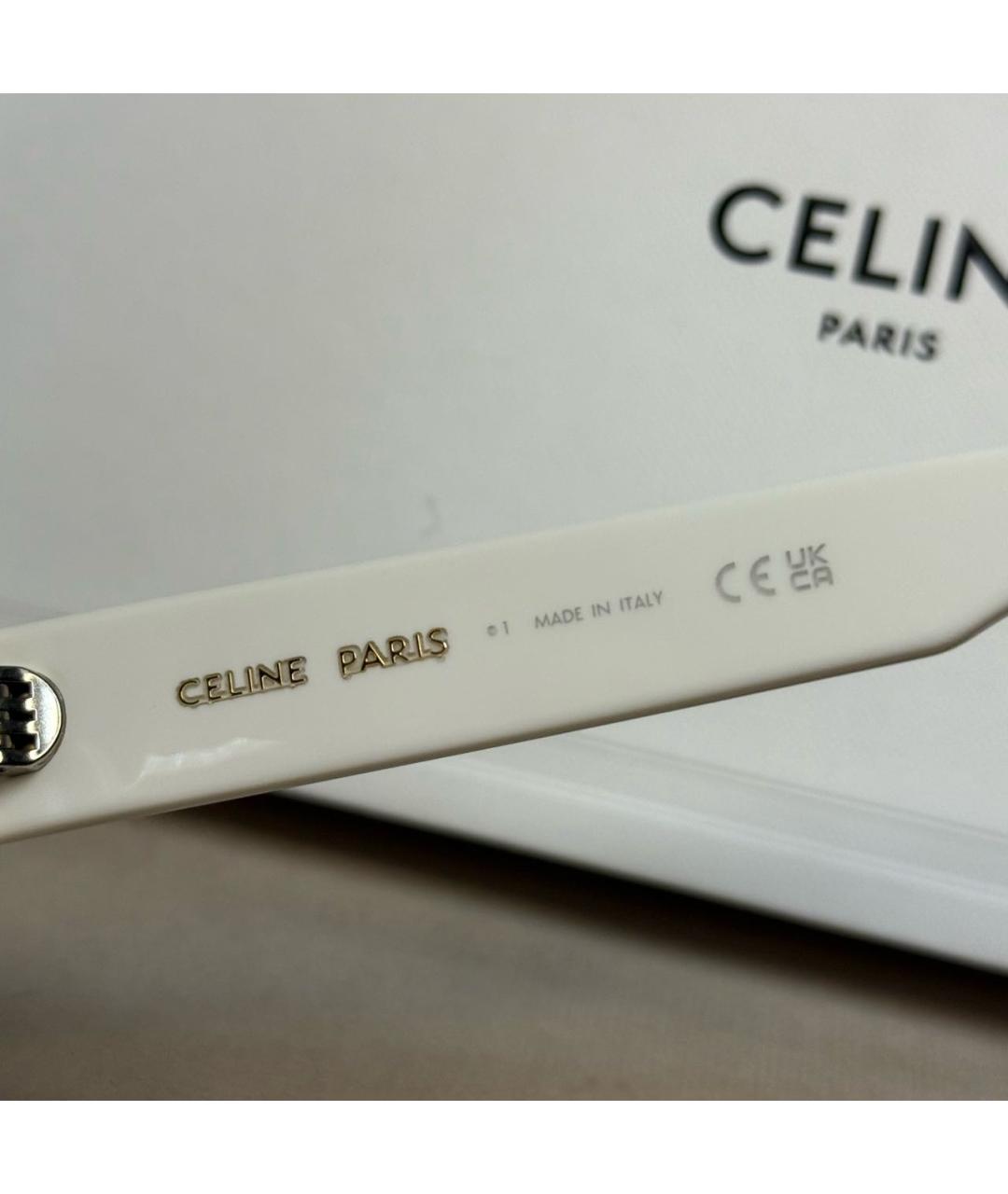 CELINE Белые пластиковые солнцезащитные очки, фото 5