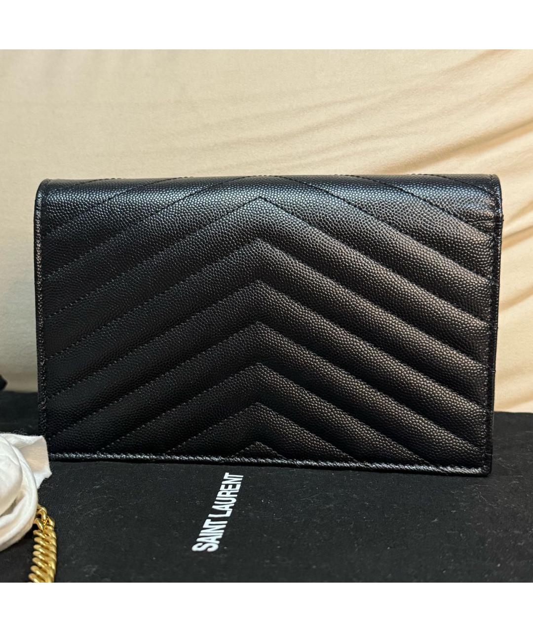SAINT LAURENT Черная кожаная сумка через плечо, фото 4