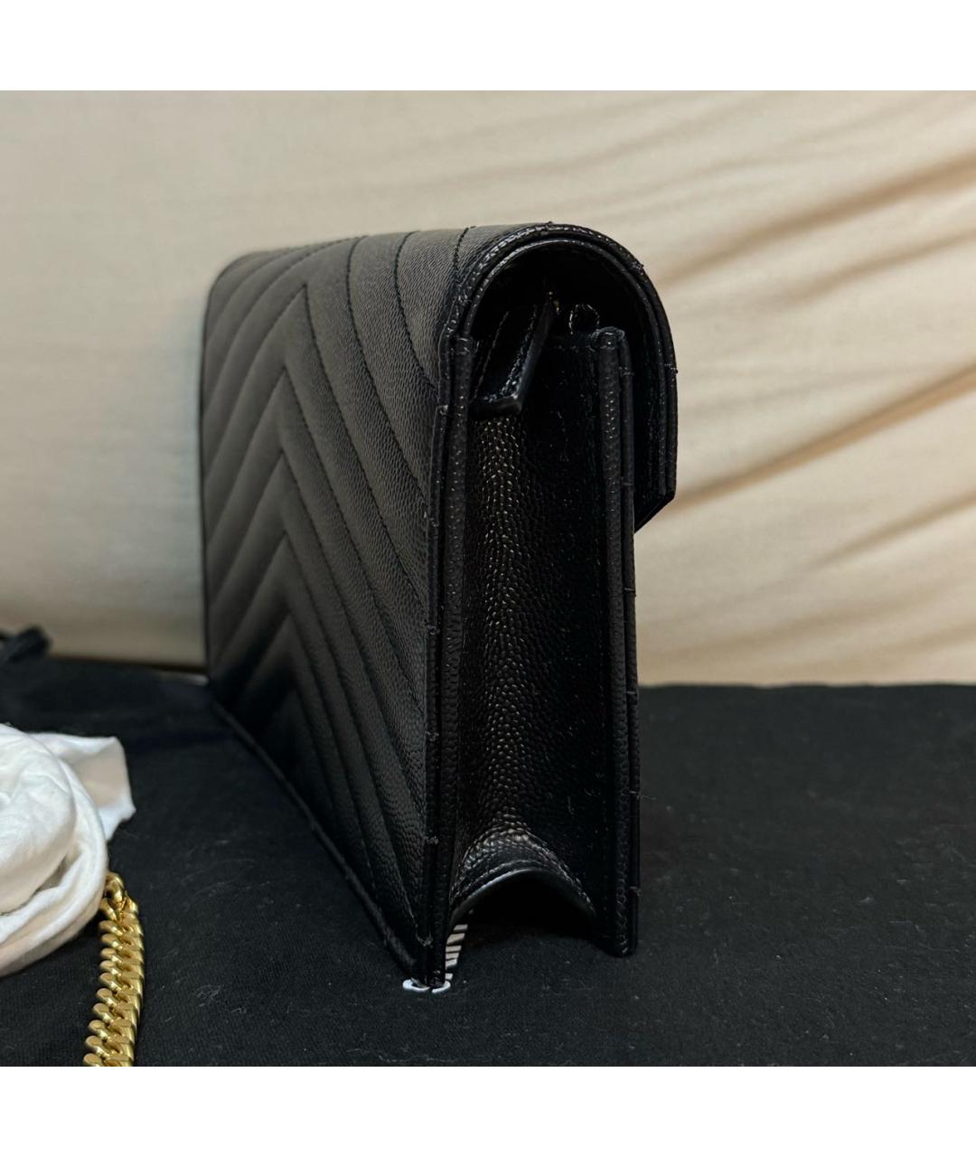 SAINT LAURENT Черная кожаная сумка через плечо, фото 5