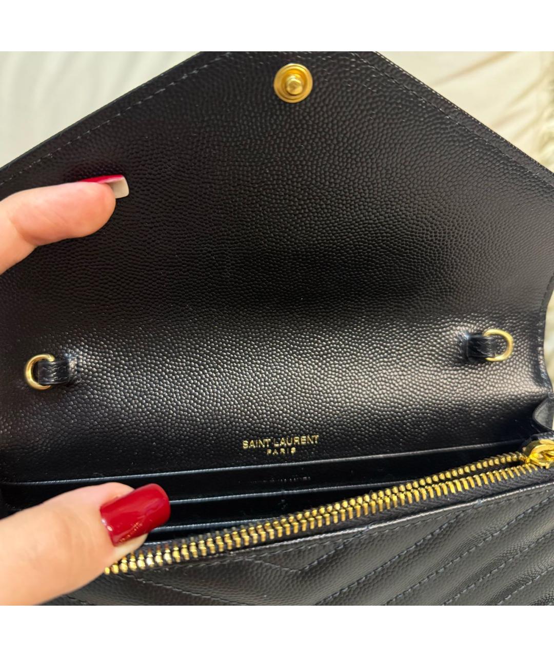 SAINT LAURENT Черная кожаная сумка через плечо, фото 8
