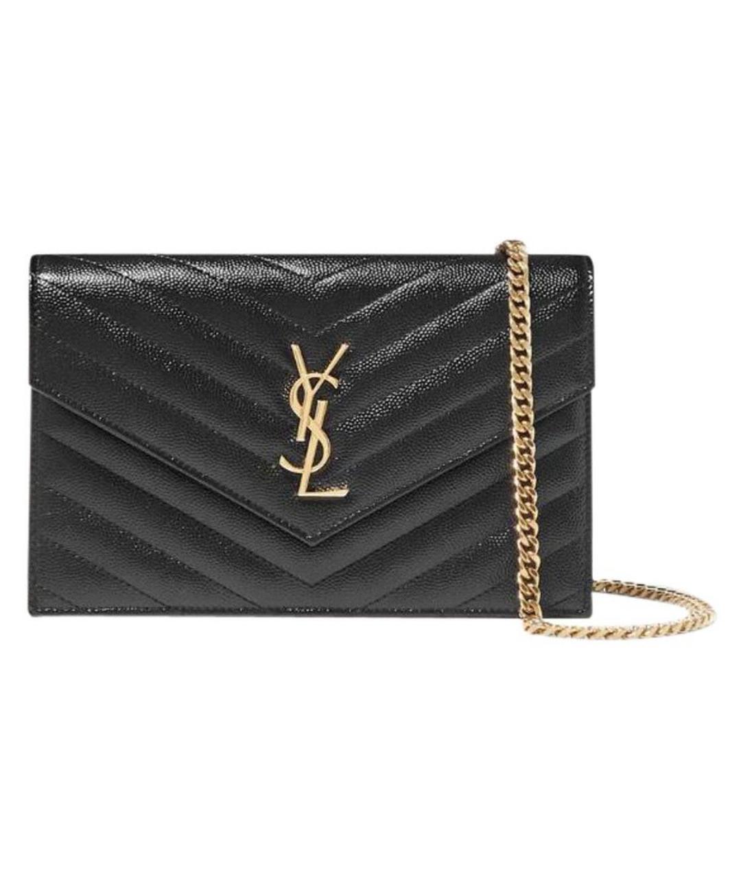 SAINT LAURENT Черная кожаная сумка через плечо, фото 1