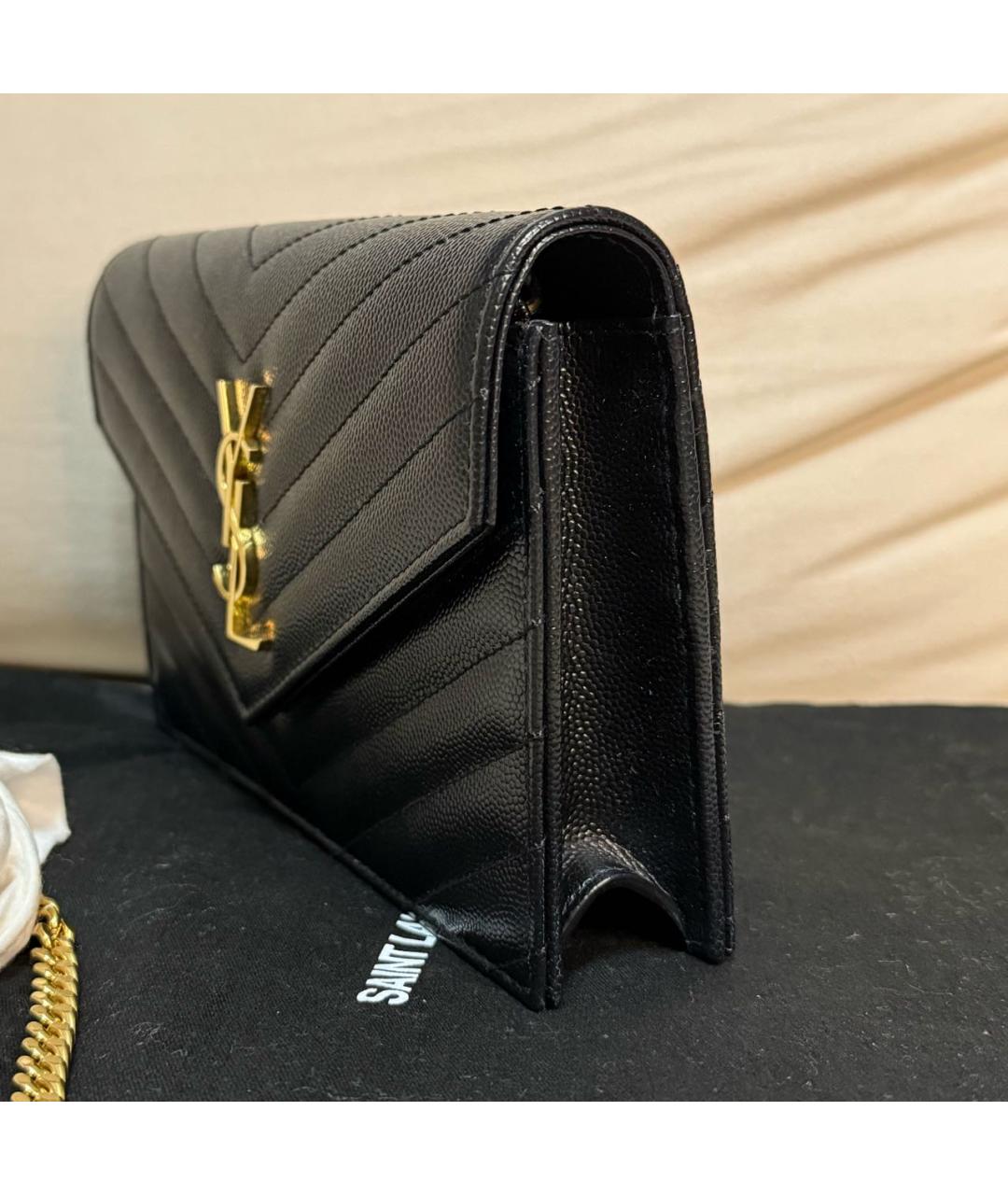 SAINT LAURENT Черная кожаная сумка через плечо, фото 3
