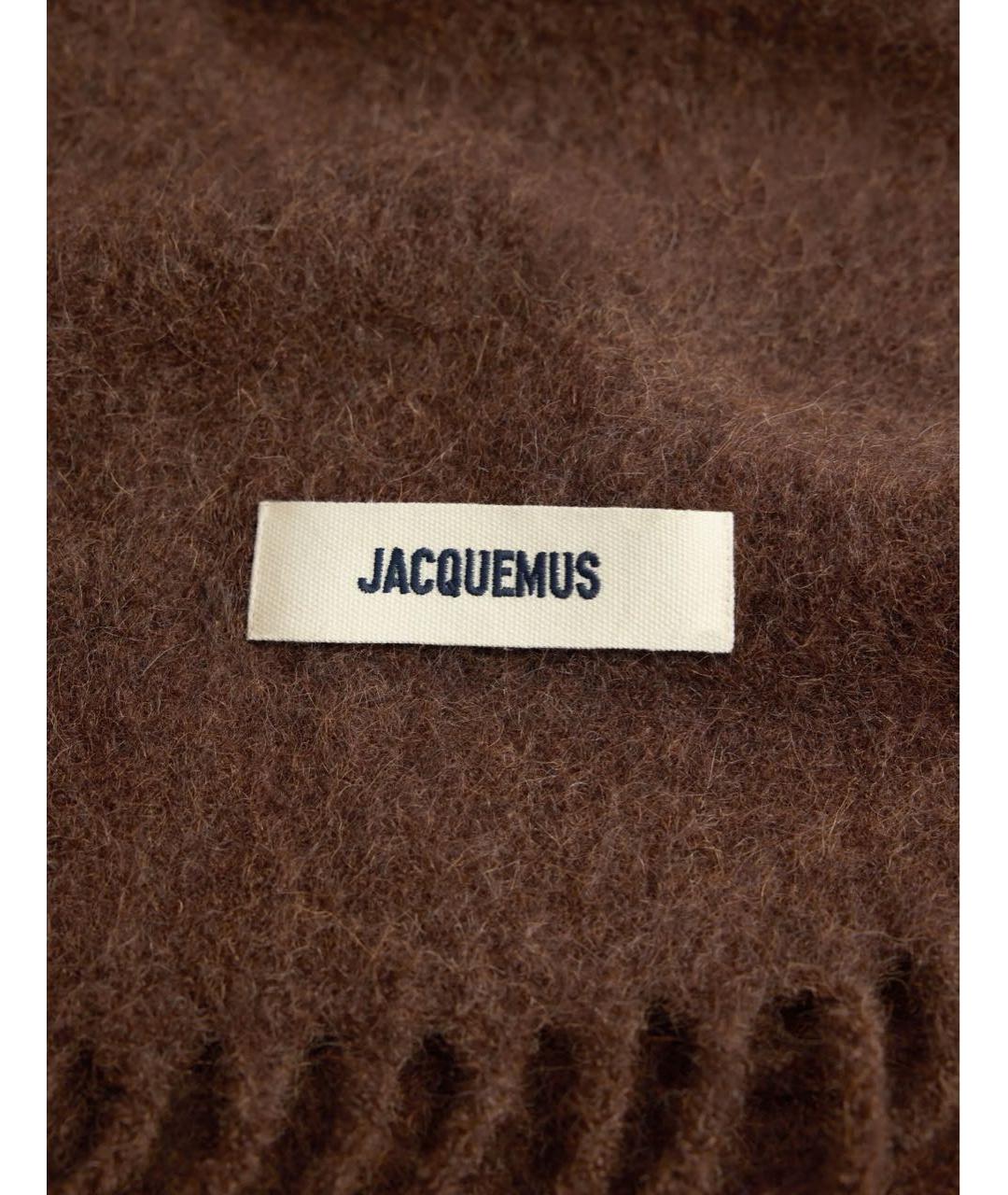 JACQUEMUS Коричневый шерстяной шарф, фото 3