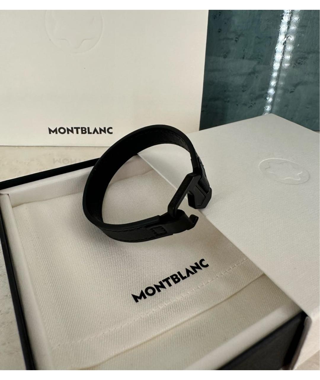 MONTBLANC Черный кожаный браслет, фото 7