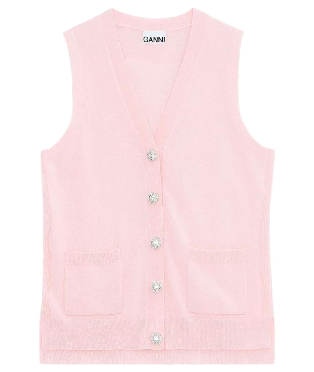 GANNI Розовая кашемировая жилетка, фото 1
