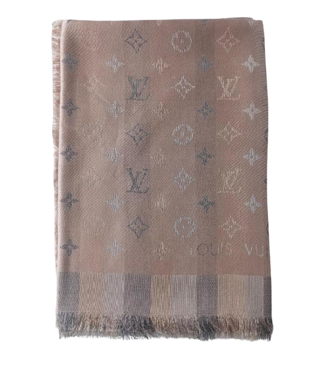 LOUIS VUITTON Бежевый шелковый платок, фото 1