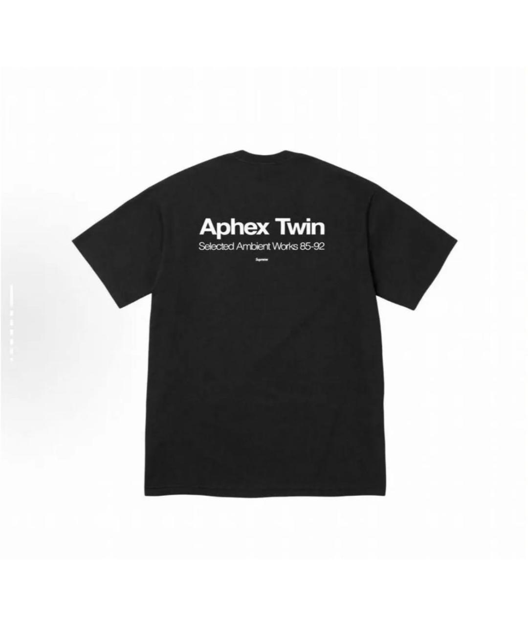 SUPREME Черная хлопковая футболка, фото 2