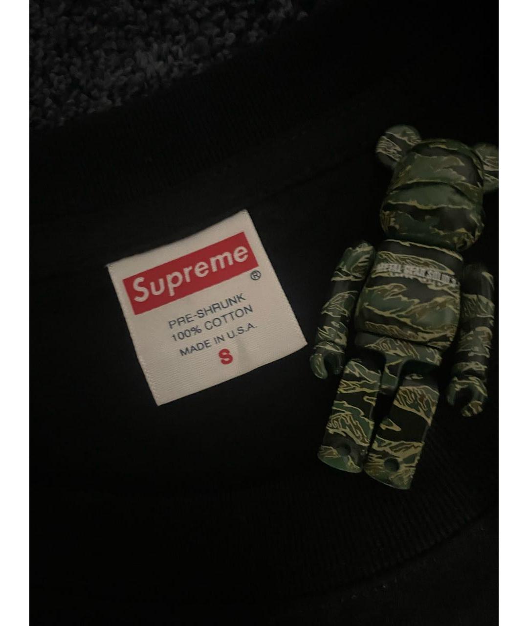 SUPREME Черная хлопковая футболка, фото 3