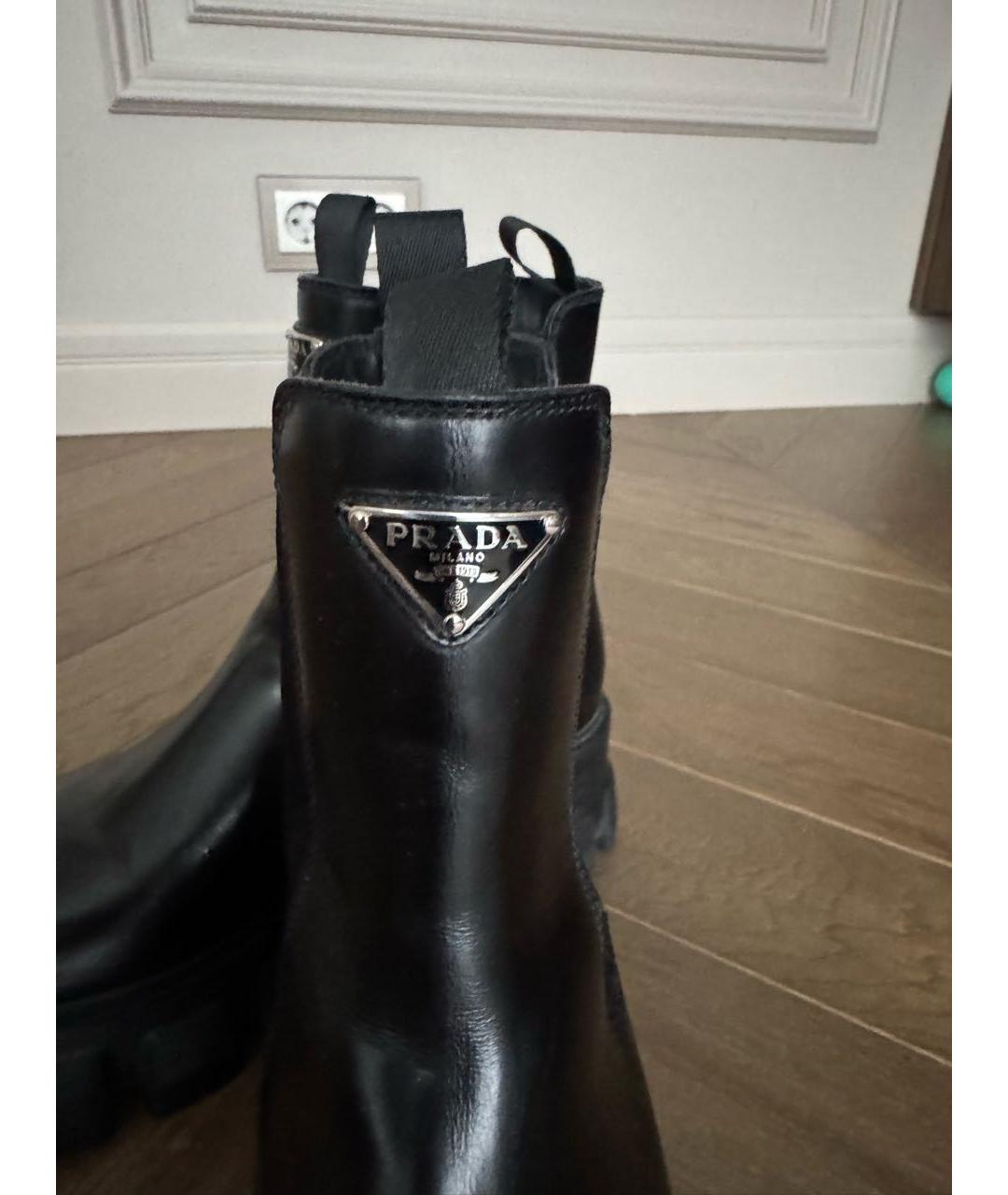 PRADA Черные кожаные полусапоги, фото 4