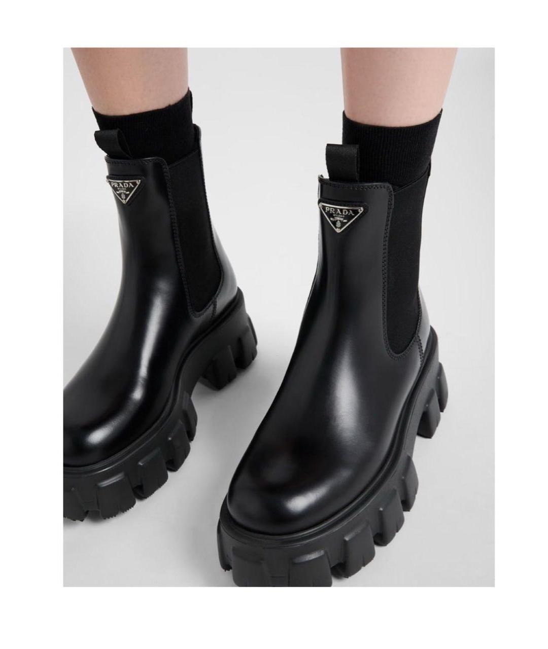 PRADA Черные кожаные полусапоги, фото 2