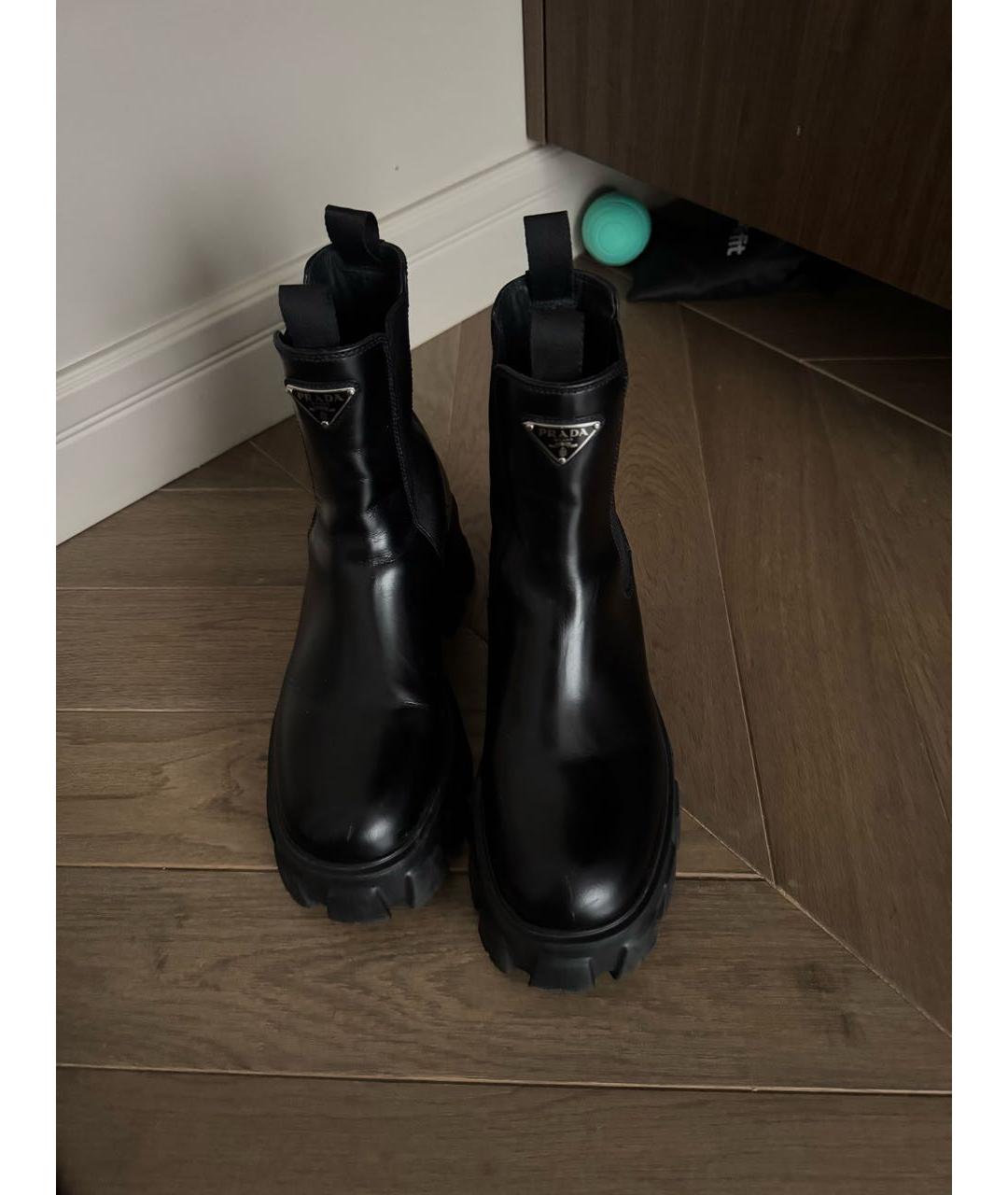 PRADA Черные кожаные полусапоги, фото 3