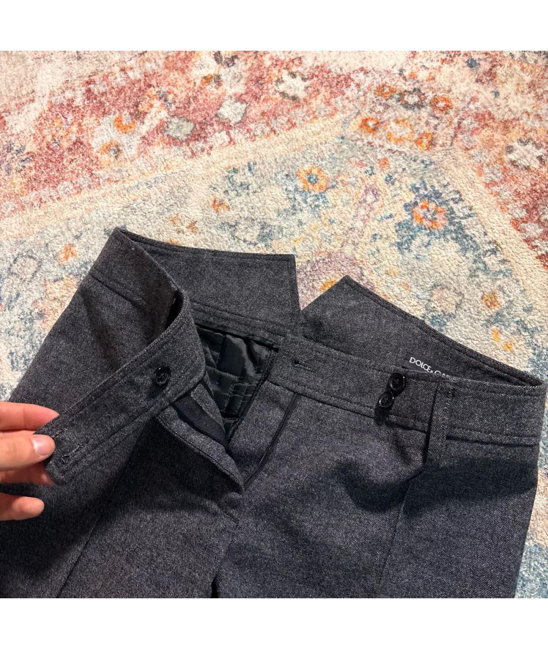 DOLCE&GABBANA Серые шерстяные прямые брюки, фото 3