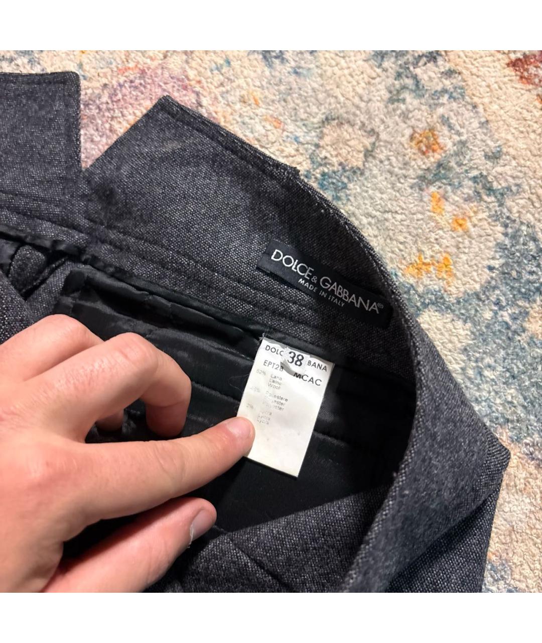 DOLCE&GABBANA Серые шерстяные прямые брюки, фото 7