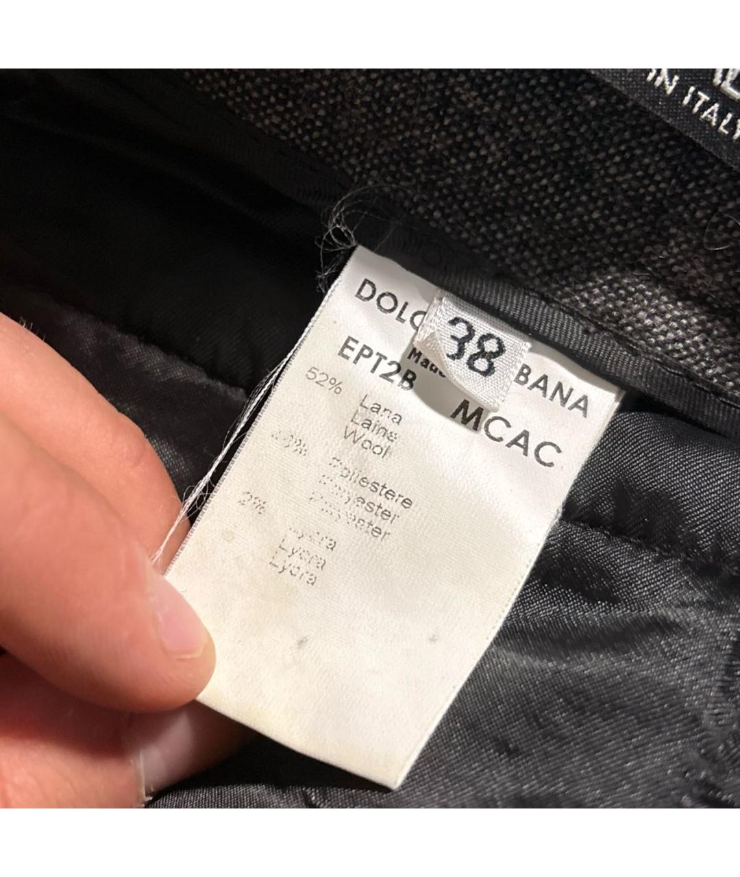 DOLCE&GABBANA Серые шерстяные прямые брюки, фото 6