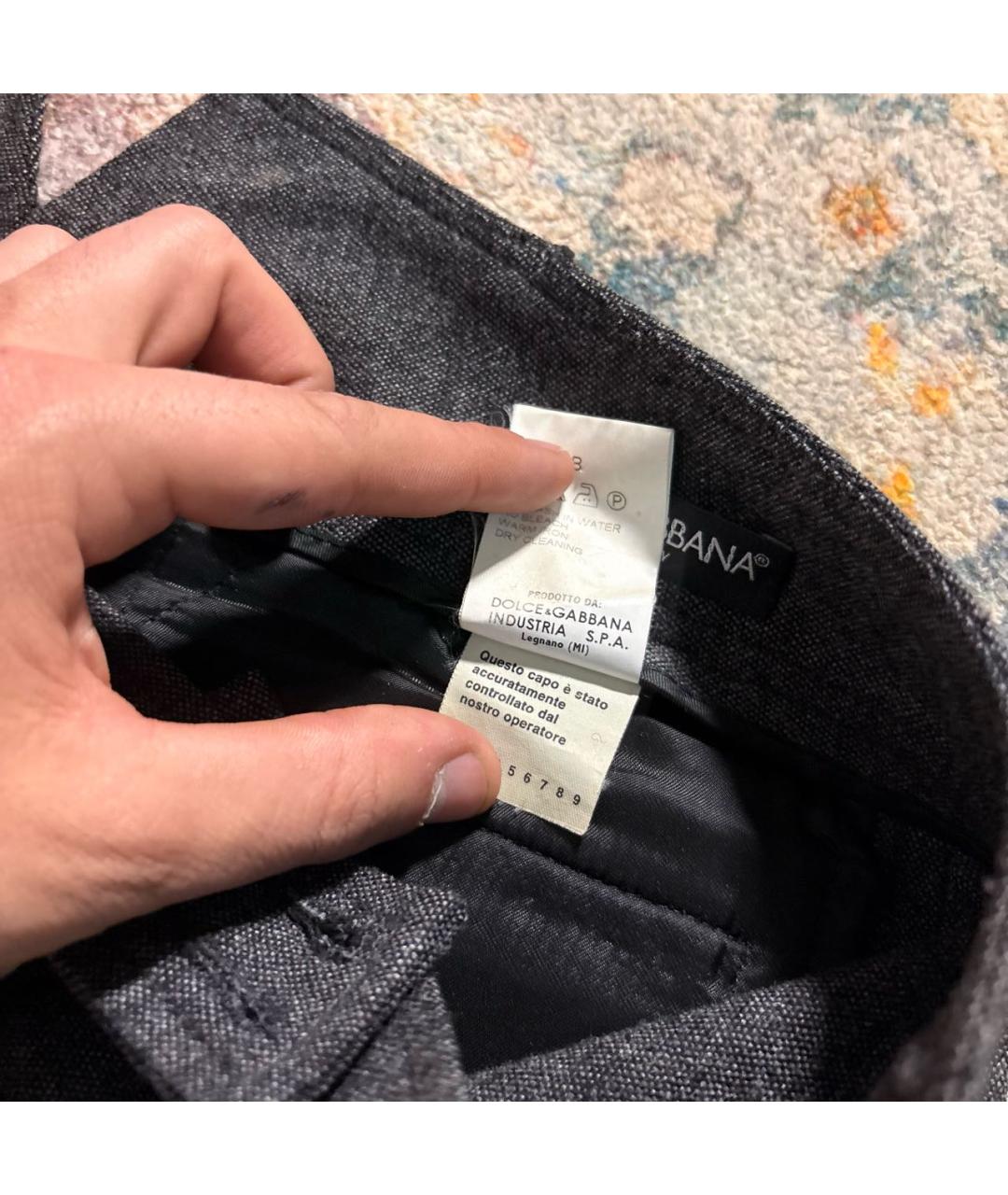 DOLCE&GABBANA Серые шерстяные прямые брюки, фото 8