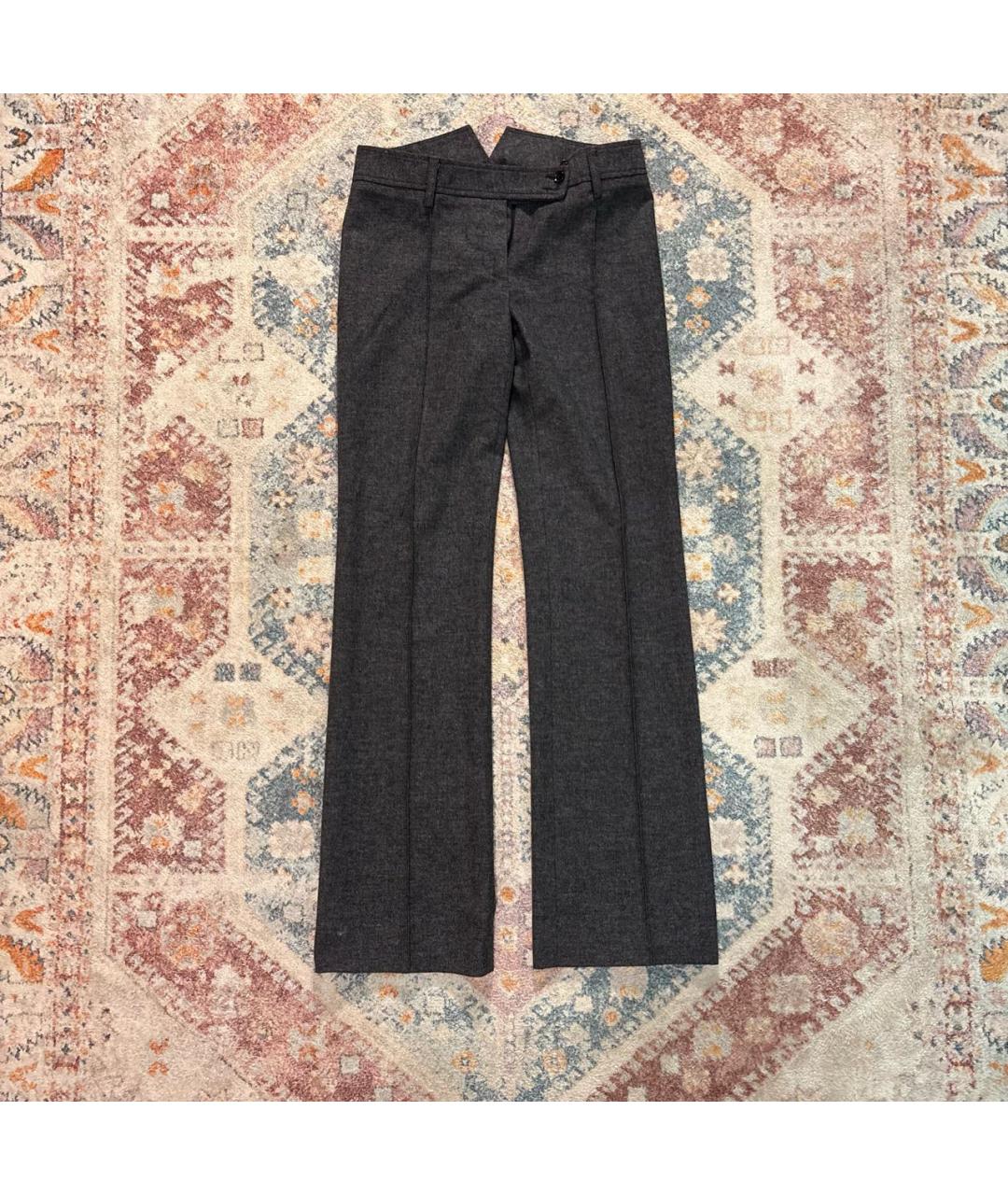 DOLCE&GABBANA Серые шерстяные прямые брюки, фото 9