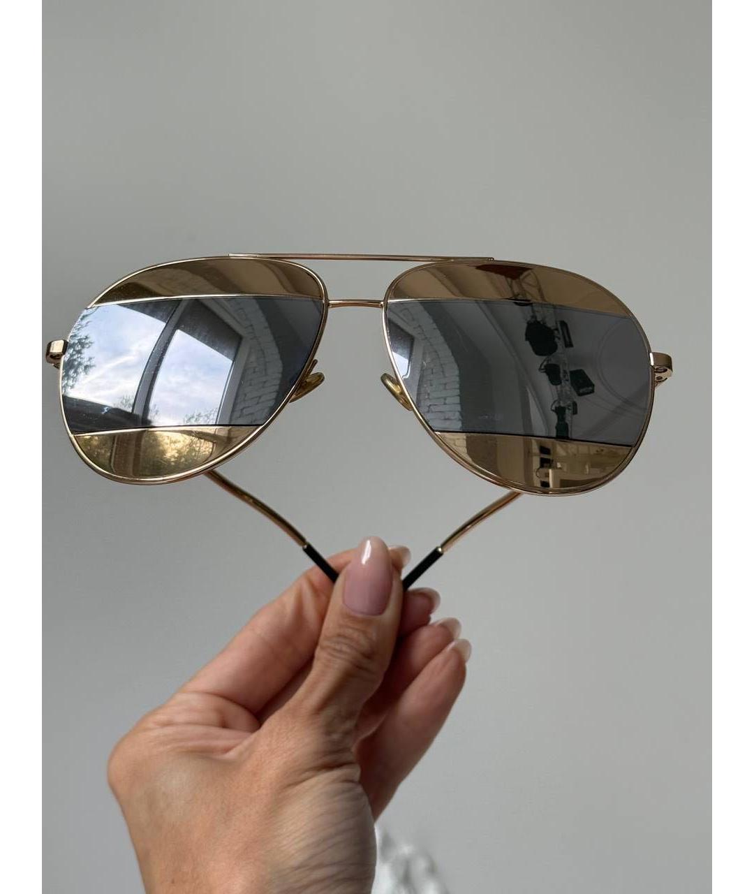 CHRISTIAN DIOR Золотые металлические солнцезащитные очки, фото 3