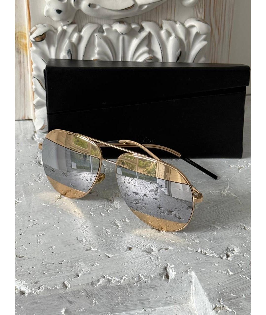 CHRISTIAN DIOR Золотые металлические солнцезащитные очки, фото 6